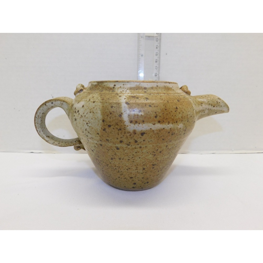 Stoneware Teapot Marked Trapper No Lid